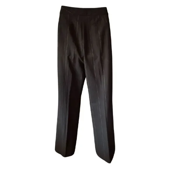 Anne Klein Black Pantsuit With Green & purple Pinstripes Size 6 - Picture 3 of 17